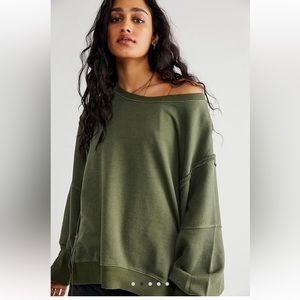 Free People Camden Sweatshirt Adventurer Olive Green XS